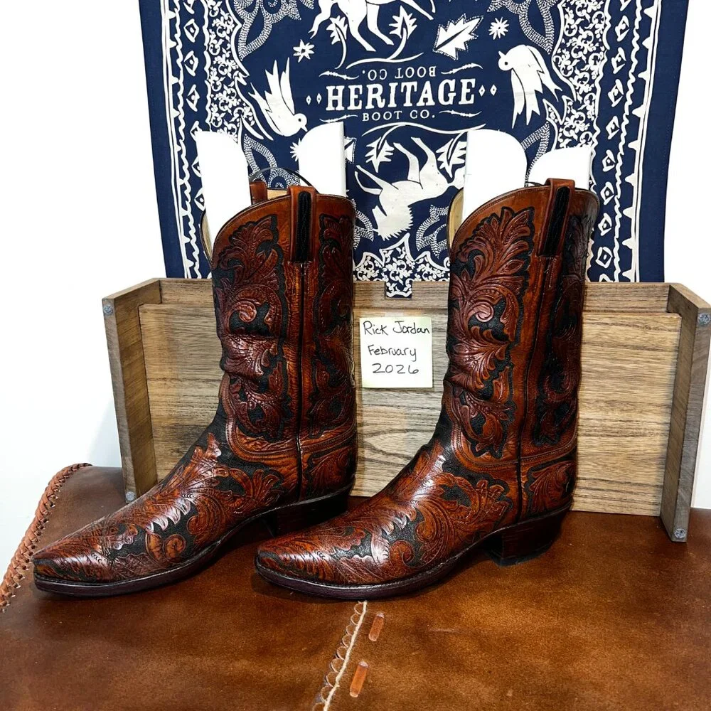 Lucchese Handmade Classic 'Kents' in Mahogany/Pecan Color and men's size 11.5D - Picture 4 of 8